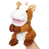 Easfan Horse Hand Puppet with Movable Mouth Plush Toy Gift for Kids 10" | Interactive storytelling, cute stuffed animal, creativity imagination, easter christmas birthday holiday gift, for toddlers