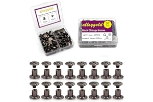 ALLOYGOLD 50 Sets Chicago Screws Carbon Steel Binding Screws Rivet Book Binding DIY Leather Craft Assembly Bolt M5*7mm Black