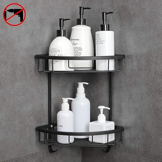 Hoomtaook Shower Shelf Bathroom Corner Shelf Shower Basket Shower Trays Without Drilling for
