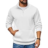 COOFANDY Mens Quarter Zip Pullover Fleece Lined Sweatshirts Long Sleeve Mock Neck Sweater with Pocket
