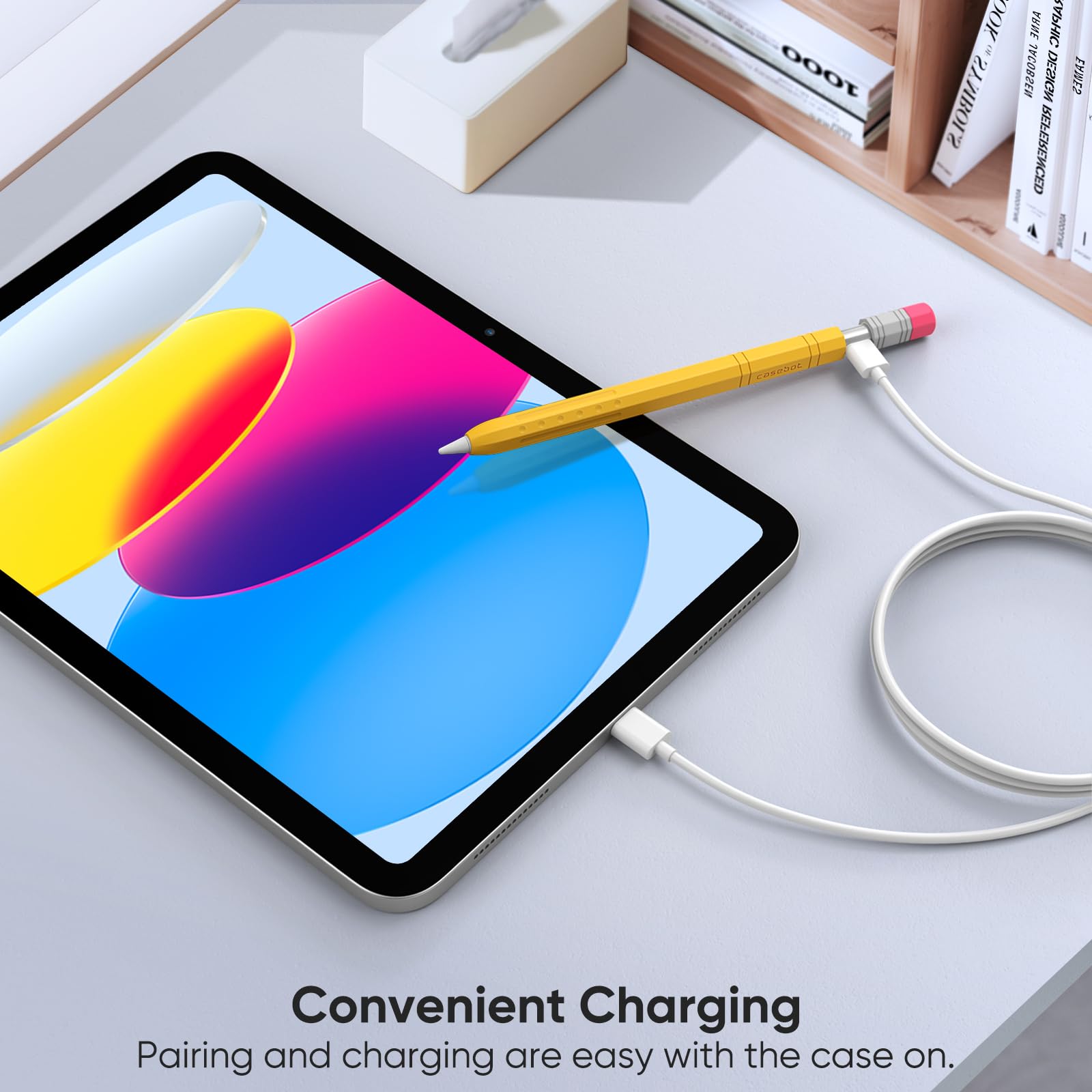 Fintie Silicone Sleeve for Apple Pencil (USB-C), Light Pen Skin Case Cover Soft Protective Anti-Slip Pencil Grip Holder, Supports Magnetic Attachment, Yellow