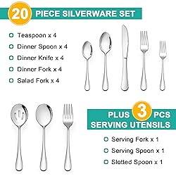 LIANYU Silverware Set, 23-Piece Flatware Set with