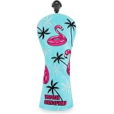 brdejc Golf Headcover Flamingo Driver Cover FairwayWood Cover Hybrid Covers | Mallet Putter Cover Driver Headcover 3 Wood Headcover Putter Headcover Leather Golf Club Covers for Golf Gifts Men Women