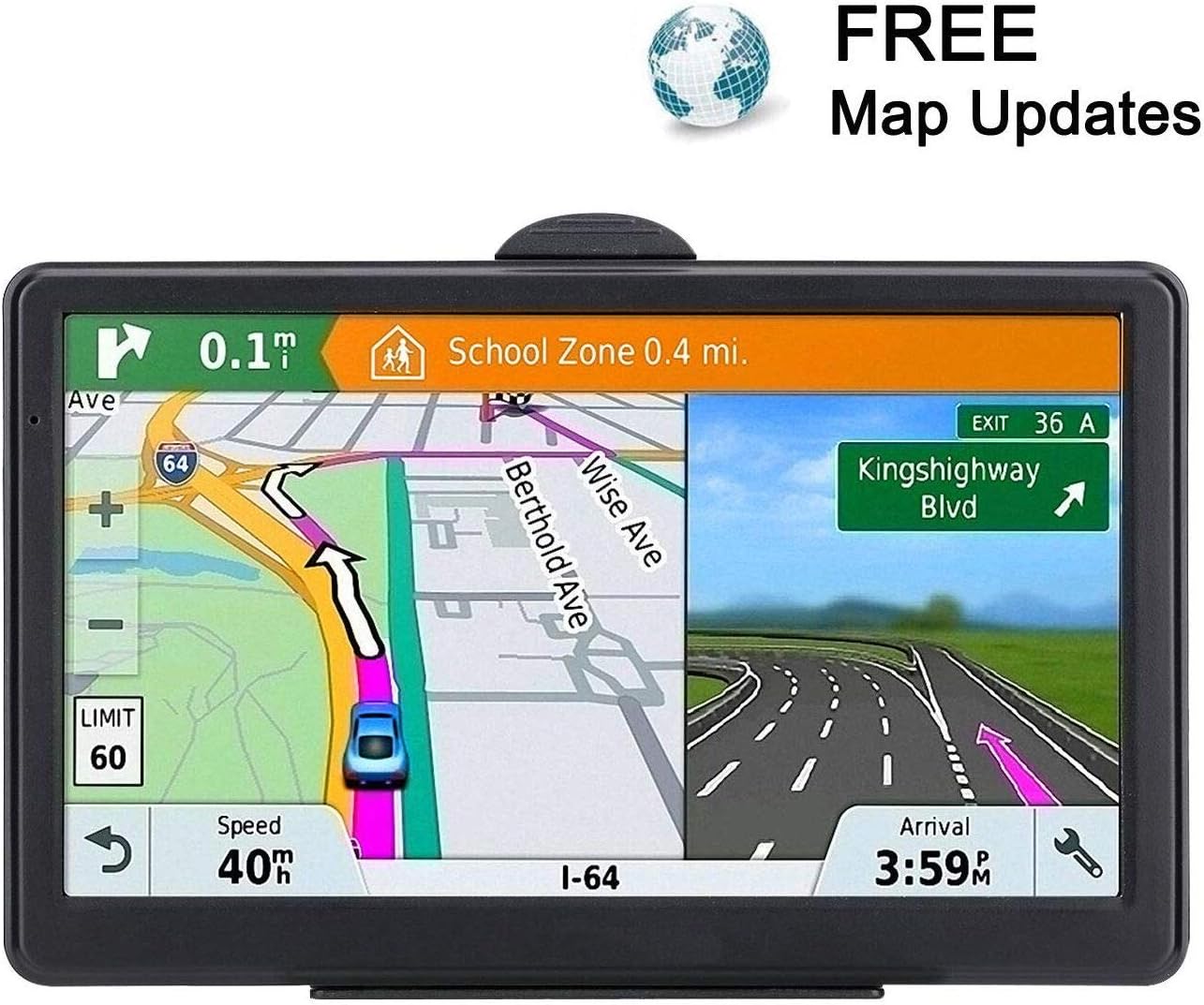 GPS Navigation for car 7 Inch HD Voice Broadcast Navigation System , North America Map Contains (United States Canada Mexico Map) Lifetime Map Free Update