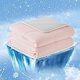 Cozy Bliss Cooling Comforter Twin Size, Cooling Blankets for Hot Sleepers and Night Sweats, Pink Gray Summer Comforter for Twin Size Bed, Breathable Soft Lightweight Silk Smooth