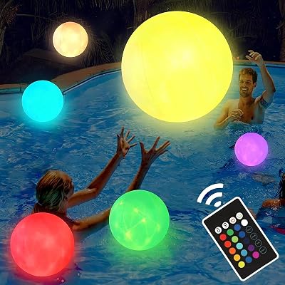 Lampe Flottante Piscine,2 Pièces Boule Lumineuse Piscine Flottante,Lumière Piscines Flottante,Plage Gonflable À LED,Jouets de Piscines,Ballon de Plage Gonflable