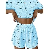 Kistore Summer 2 Piece Pajamas Sets Short Sleeve Sleepwear Pjs Lounge Split Short Sets