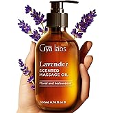 Gya Labs Lavender Massage Oil - 6.76 Fl Oz - Non-Greasy Formula for Sore Muscles, Deep Relaxation & All Skin Types - Suitable for Men & Women