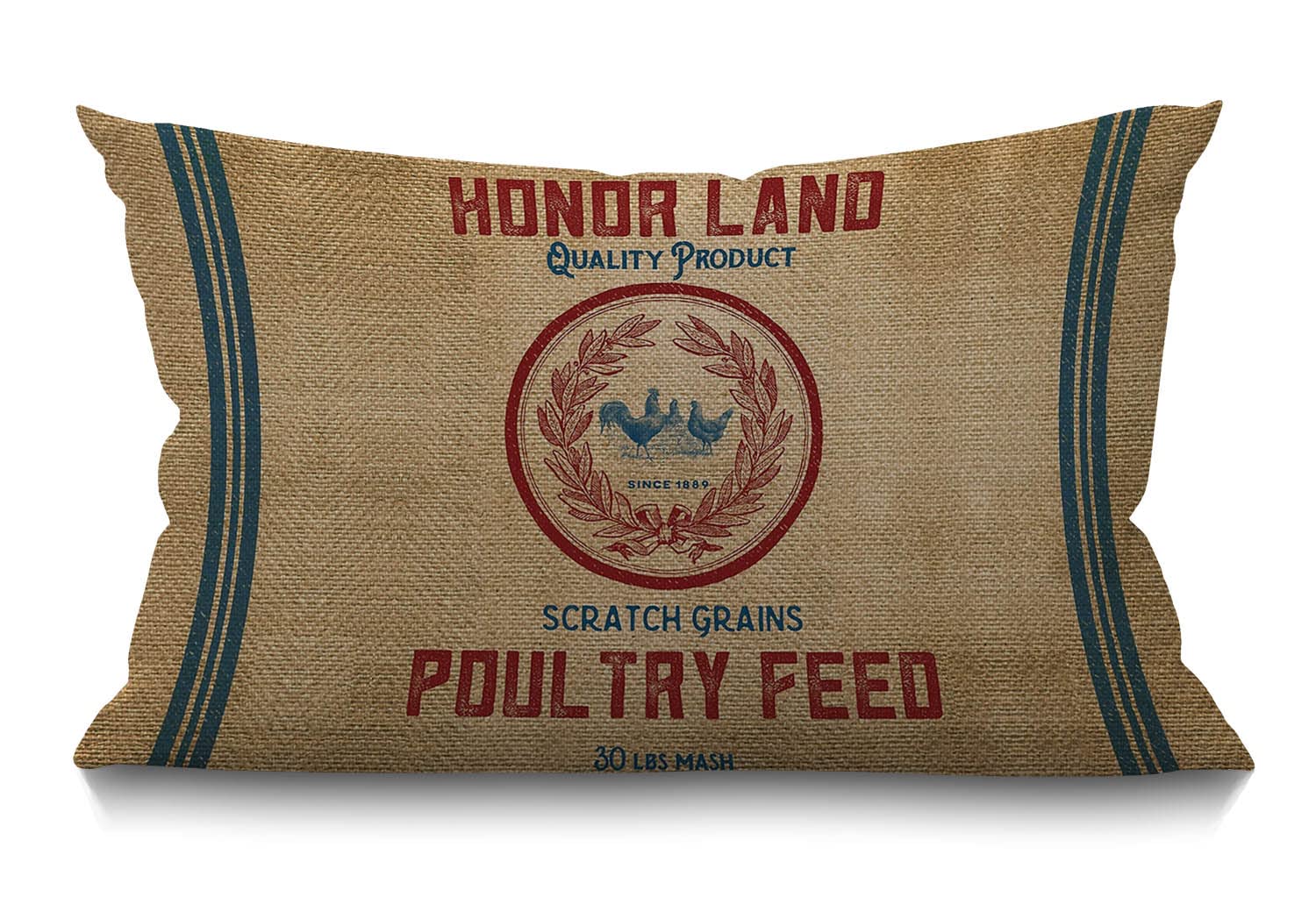 BGBDEIA Vintage Burlap Poultry Feed Sack Cushion Cover Lumbar Pillow Covers Home Decorative Cotton Linen Pillow Case for Sofa Couch Housewarming Gifts Family Room Décor 30 x 50 cm 12 x 20 Inch