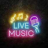 Live Music Neon Sign, Studio Lights, DJ Sign, LED Fall Decor, Recording Studio, Jamming Room, Bar Neon Signs Autumn Retro Music Show Party Decor