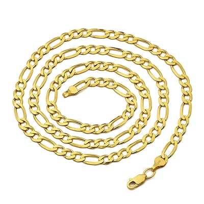 Solid Figaro Chain Necklace 14K Yellow Gold, Zambia Ubuy