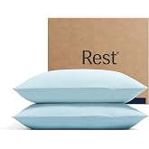 REST&reg; Evercool&reg;+ Cooling Pillowcases for Hot Sleepers, Standard, 2PCS | IONIC+ Silver-Infused Yarn for Hygienic Sleep, Cool-to-Touch, Silky Smooth for Hair, High-Elastic Snug Fit, Machine Washable