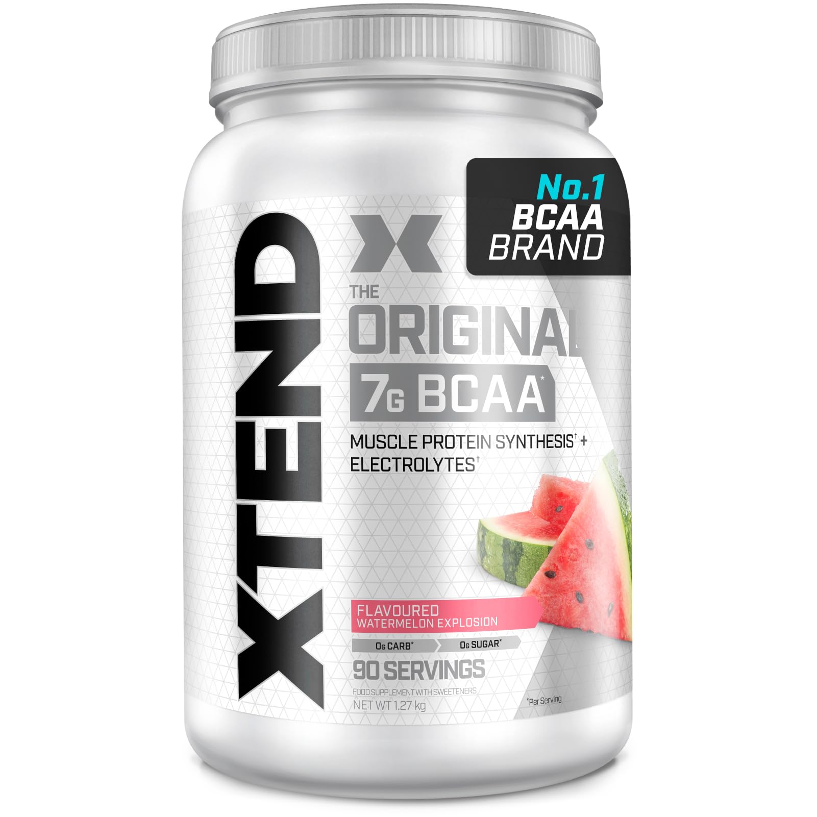 XTEND Original BCAA Powder Watermelon Explosion 90 Servings | 7g BCAAs Per Serving | Sugar Free Branched Chain Amino Acids and Electrolytes Powder for Post Workout Muscle Recovery and Hydration