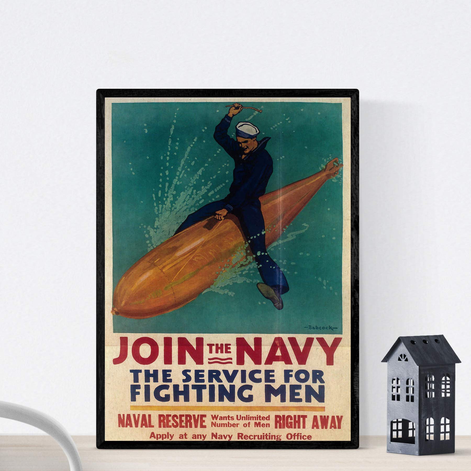 Nacnic Vintage Poster Vintage poster for enlistment in the Navy .. Size A3