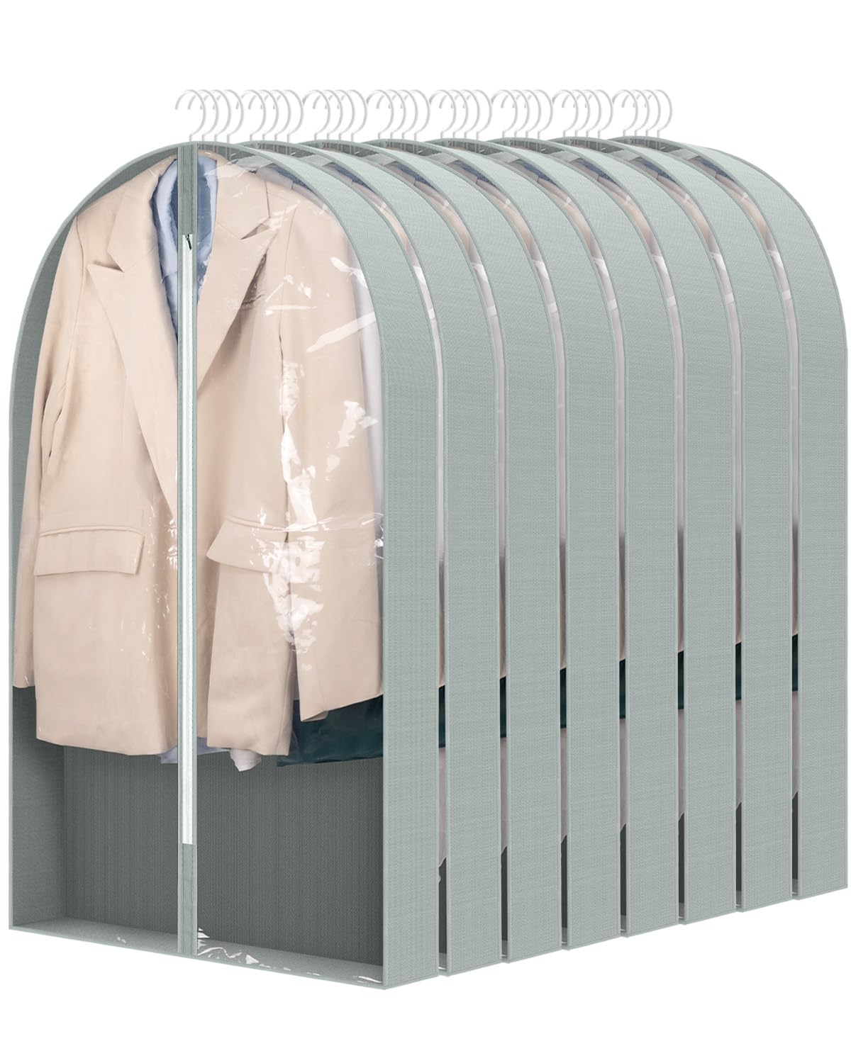 Lzerking Garment Bags for Hanging Clothes(8 Packs, 40inches), Clear Suit Bags with 4"" Gussets for Closet Storage, Garment Covers Clothing Bags for Suits, Coat, T-shirt, Jacket and Short Dress