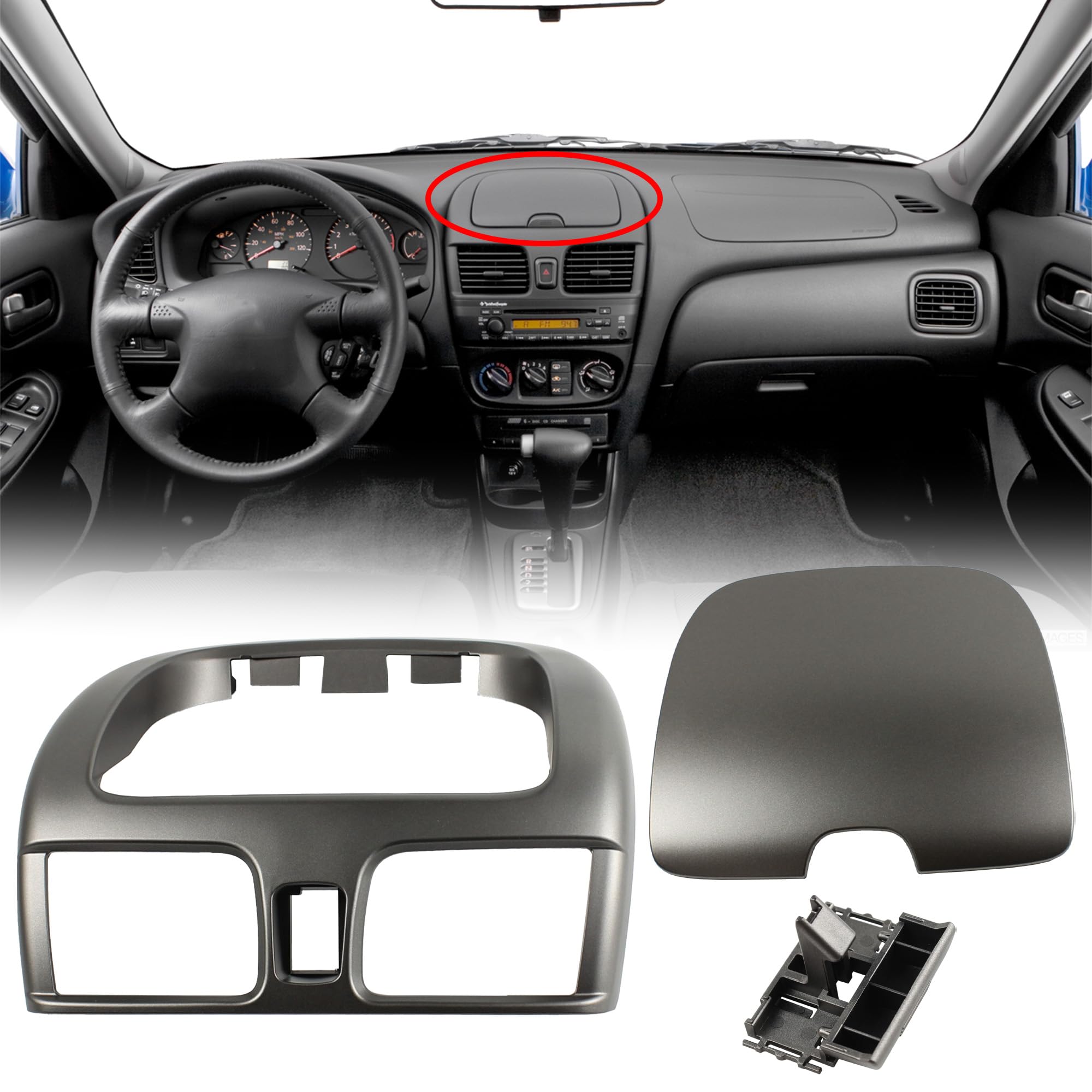 Photo 1 of YzusGomumu Car Center Dashboard A/C Outlet Air Vent Panel Cover Storage Compatible with 2000-2006 Nissan Sentra Replaces 682605M002