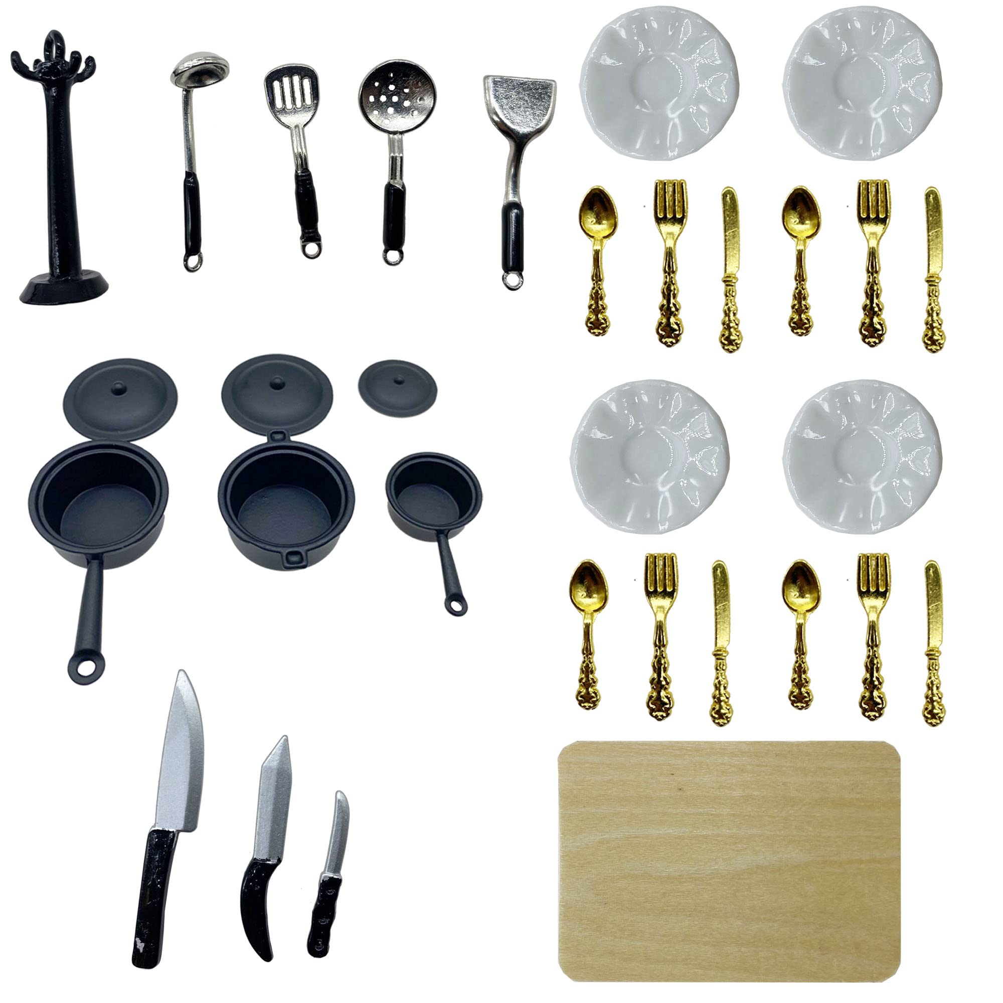 Cayway Miniature Kitchen Accessories Miniature Cookware Accessories Accessory Mini Pot Dish Knife Fork