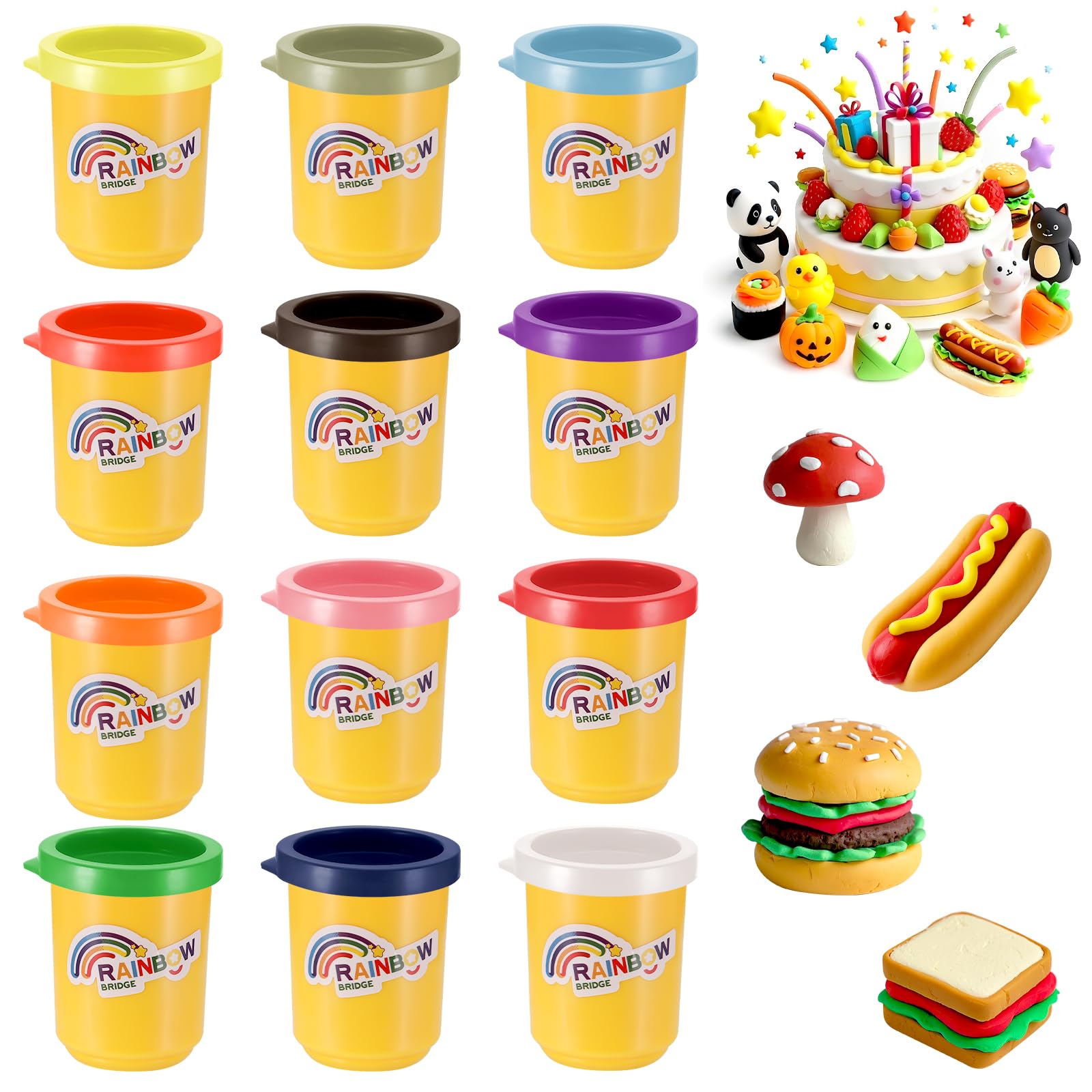 Yimomoyi 12 Tins Play Color Dough Modelling Set 12Colours Modelling Clay Set, Plasticine Modelling Clay for Kids, Multicolour Playdough, Coloured Clay Plasticine for Kids' Arts and Crafts, 50g/Tins