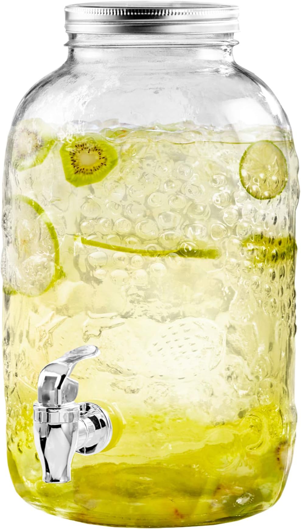 Style Setter 210440-GB Beverage Cold Drink Dispenser w 1.3-Gallon Capacity Glass Jug, Leak-Proof Acrylic Spigot in Gorgeous Gift Box for Parties, 1.3 Gallon, Fruit Embossed