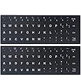 [2 Pack] Universal English Keyboard Stickers, Replacement English Keyboard Stickers with Black Background and White Lettering