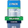 Gillette Clear Gel Antiperspirant and Deodorant for Men Wild Rain, Twin Pack of 2, 108g