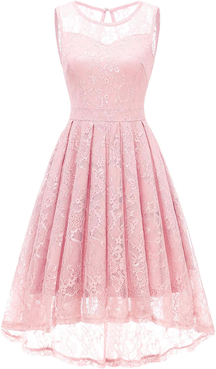 Women's Vintage Lace Bridesmaid Dress Sleeveless High Low Party Wedding Cocktail Dress
