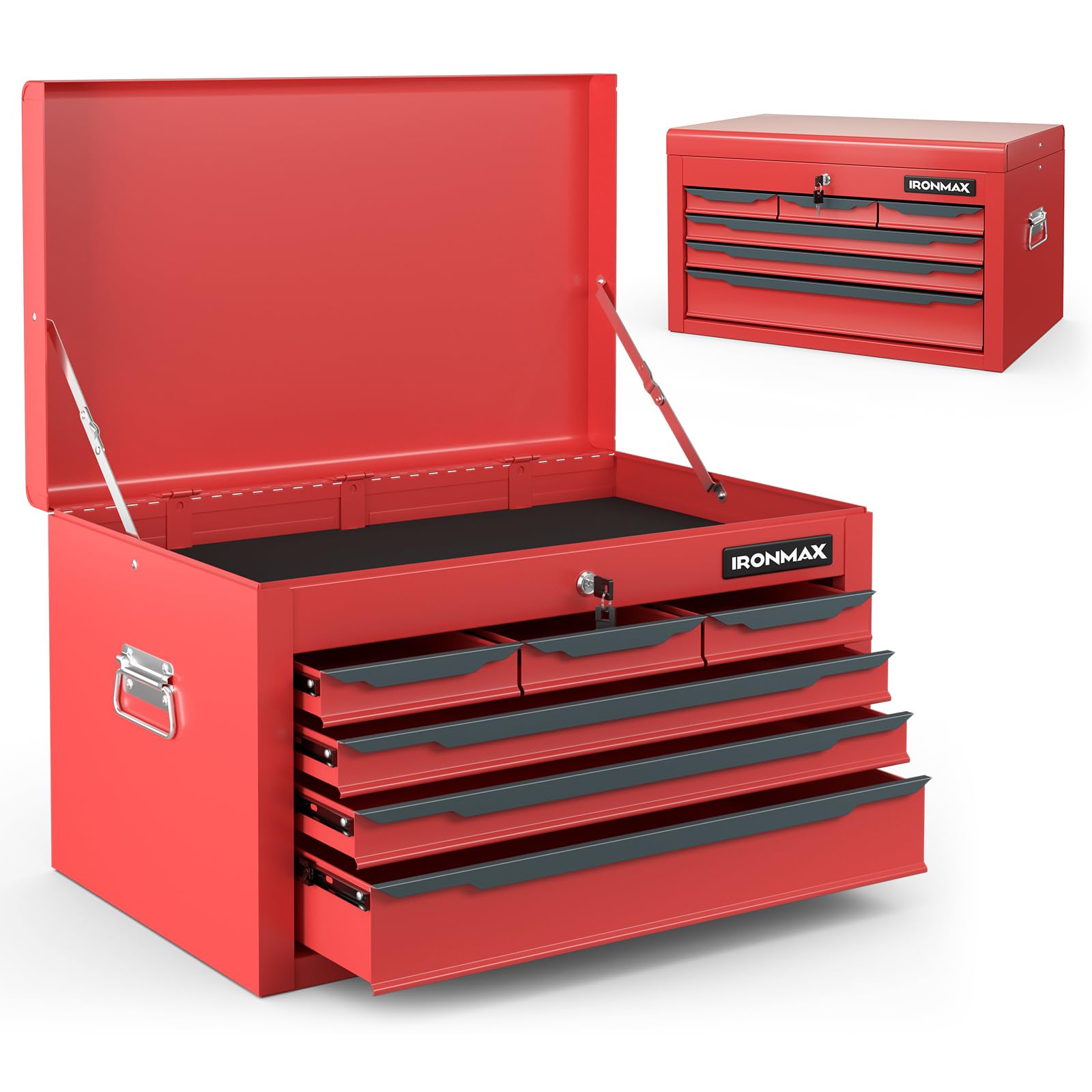 Photo 1 of ***DOORS LOCKED, NO KEY***
Goplus Tool Box, 24” Steel Tool Chest w/6 Drawers, Top Tool Tray,Automatic Lock, Protective Liners, Handle, Smooth Ball Bearing Sides, Portable Tool Storage Organizer, Toolbox for Garage Workshop