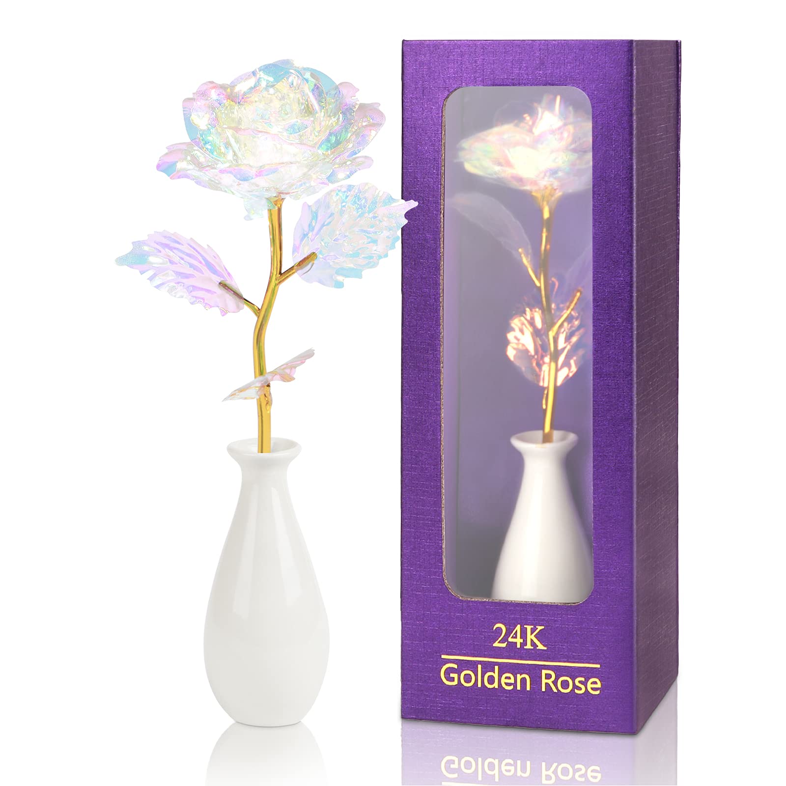 24k Golden Rose Birthday Gifts for Mother Women Her Girlfriend Wife, Galaxy Rose Flower Gifts for Mothers Day Christmas Women's Day Valentines Day Anniversary