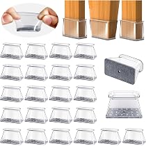 40-Pack Square Chair Leg Floor Protectors – Clear Silicone Furniture Sliders For Hardwood Floors, Anti-Scratch Pads For Chairs, Tables & Furniture Feet, Noise Reduction
