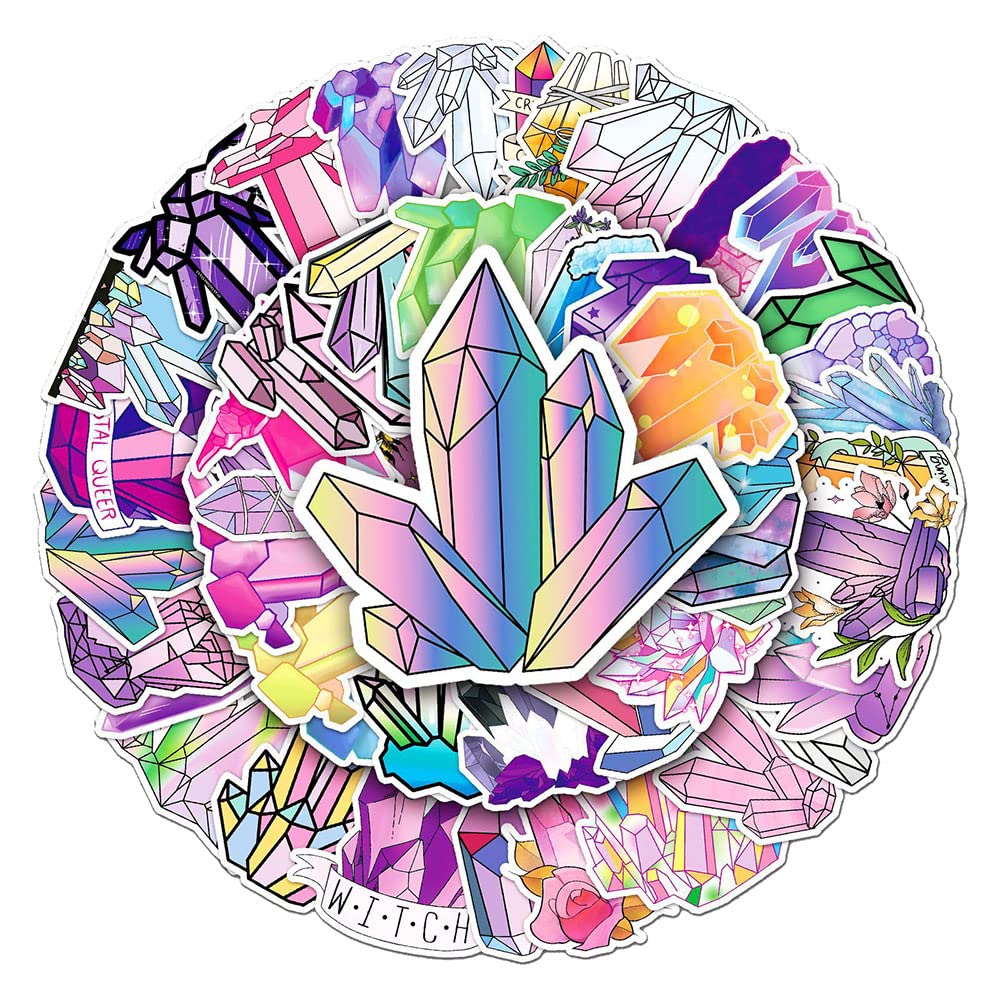 Unique Crystal Vinyl Stickers, 50 PCS Waterproof Gemstone Decals for Laptops, Scrapbooking, Notebooks, Water Bottles, Suitcases, Phones & DIY Decor — image 1