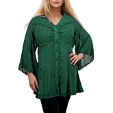 Agan Traders Women's Bohemian Embroidered Blouse - Medieval Renaissance Tunic, 100% Rayon, Plus Size XXL - View #12