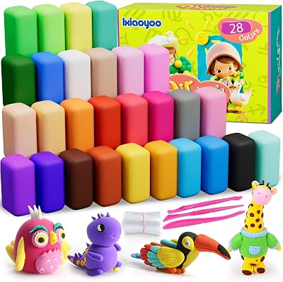 Ixiaoyoo Air Dry Clay Kit 28 Colors Non-Toxic Kids Molding Clay