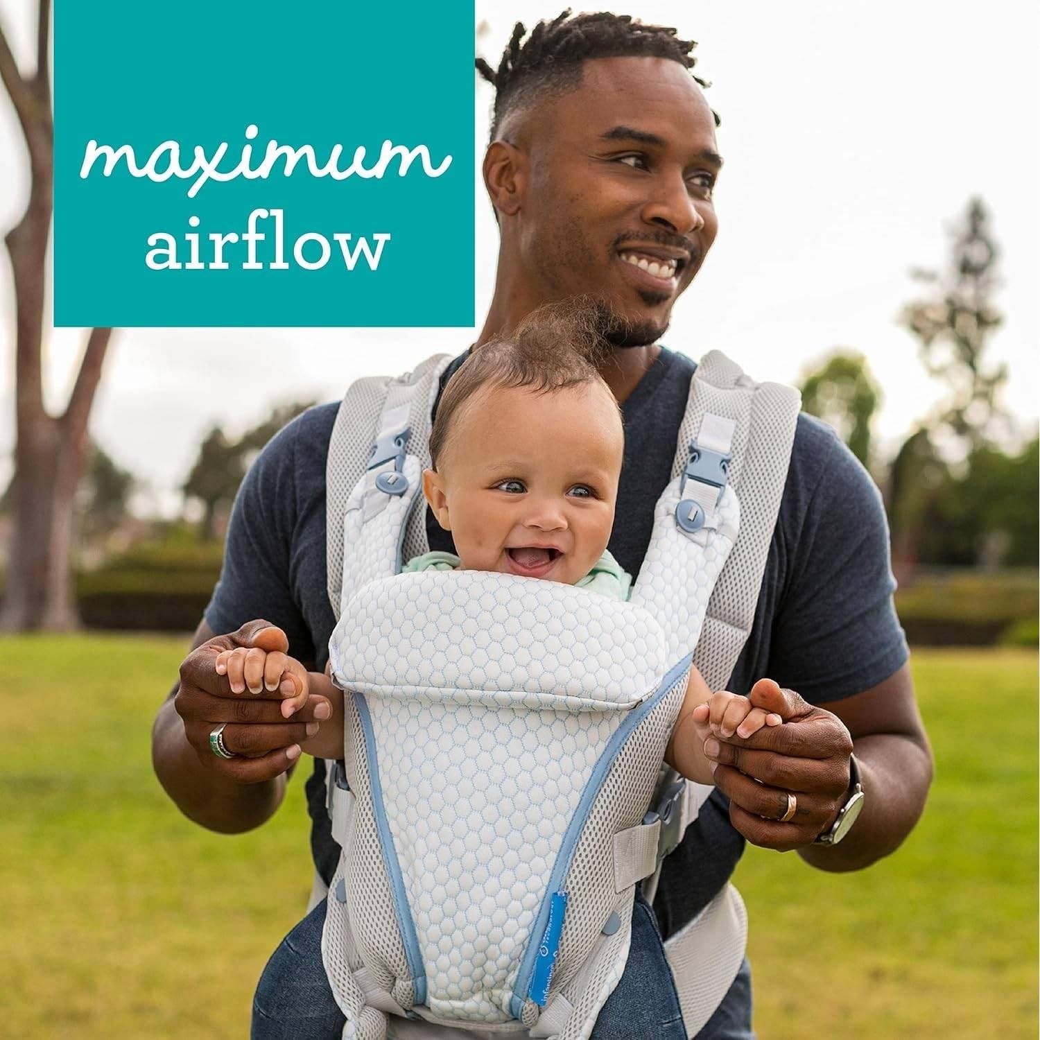 Infantino Staycool 4-in-1 Convertible Carrier, Ergonomic Design for Infant and Toddlers, 8-40 lbs with Storage Pocket, White