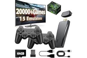 DLIAONEW Wireless Retro Game Console Stick, Nostalgia Gaming Stick, Plug & Play TV Video Gaming Stick with 20000+ Games Built-in, 15 Retro Emulators 64G, 4K HDMI Output, 2 2.4G Wireless Controllers