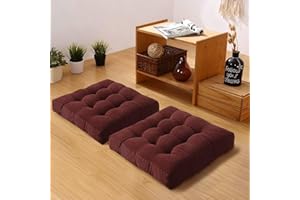 Gfobip Floor Pillows Set Square Chair Cushion Pad Tufted Seat Cushions for Living Room Balconies Office Wine Red 18x18in