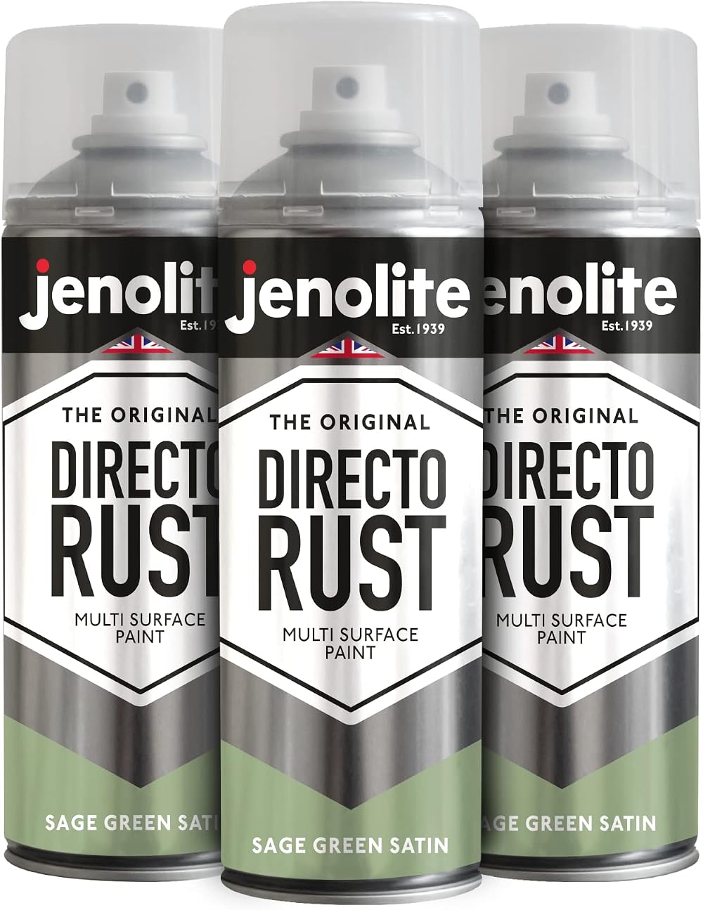 Jenolite Directorust Satin Finish Sage Green 3 x 400ml Direct To Rust