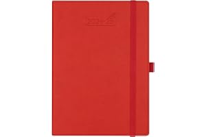 BEZEND Academic Year Planner 2024 2025, 5.8" x 8.5" 18 Months (July24-Dec25) [Red] Daily Weekly and Monthly Calendar with Pen Holder, Vegan Leather Hard Cover