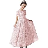 dideyttawl Flower Girls Dress A-Line Floral Junior Bridesmaid 3D Embroidery Lace Appliqued Dress 754