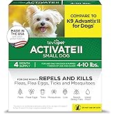 TevraPet Activate II Flea and Tick Prevention for Dogs, Small Dogs 4-10 lbs, Topical Drops, 4 Months Flea and Tick Treatment