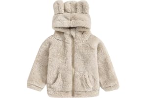 FAITHTUR Baby Boy Girl Fleece Jacket Casual Fuzzy Zip Up Plush Thick Warm Hoodie Coat Toddler Fall Winter Outfit Outdoor Clothes