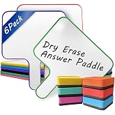 6 Pack Small Dry Erase Boards 8" x10'' Dry Erase Paddles with Handle Double Sided Whiteboard with Erasers for Home Classroom and Office Writing Board