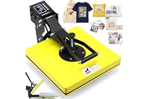 Whubefy Heat Press 15x15 Slide Out, Clamshell Heat Press Machine for T-Shirts, Bags, Mouse Pads & More, Dual-Tube Fast Heating, Digital Industrial Sublimation Printer for Heat Transfer Vinyl