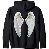 Cute Angel Wings On Back Zip Hoodie