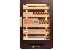 GLENCREAG Cigar Humidor Cabinet with Automatic LED Light, Extra Large Size for 250 Cigars, Spanish Cedar Lining, Tight-Seal Magnetic Door, Adjustable Hygrometer, Gift for Cigar Lover, Warm White