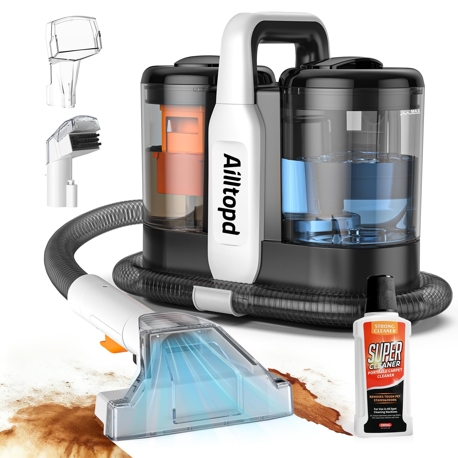 Photo 1 of Ailltopd Portable Carpet & Upholstery Cleaner Machine, 15Kpa Powerful Suction & Couch Cleaner Machine, Deep Stain Cleaning for Carpet, Car, Pets, Stairs, Sofa with Self-Cleaning Tool