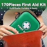 General Medi First Aid Kit 170 Pieces Hard Case Green Travel Home Office view 8