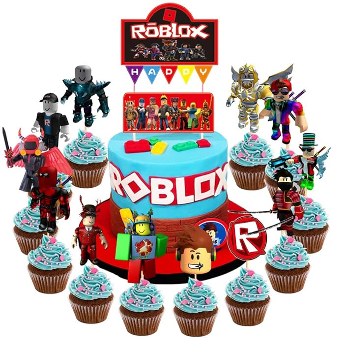 Happy Birthday Cake Topper Party City Buy Roblos Cake Toppers Decoration,25Pcs Cupcake Toppers With Happy  Birthday Cake Topper For Video Game Birthday Party Supplies Online At  Desertcart South Africa