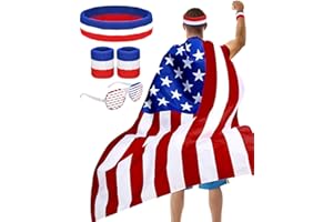 DOMKIER 4th of July American Flag Costume Cape American Flag Cape for Women Men Independence Day Celebration, Halloween Party