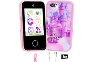 ZILYNHOM Kids Smart Phone for Age 3 4 5 6 7 8 Years Old Girl& Boy Xmas Birthday Gift, Toddler Play& Educational Toy Phone with Camera, MP3 Music Player, Alarm, Puzzle Game, Touchscreen, Flashlight,8GB SD Card