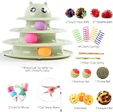 Vealind Cat Toys Bundle 21 Pcs Kitten Indoor Roller Balls 4 Level Tower Green view 6